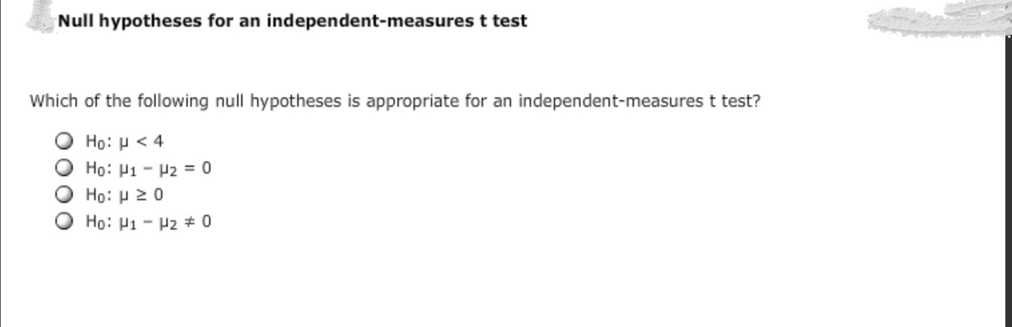 how to write null hypothesis for independent t test
