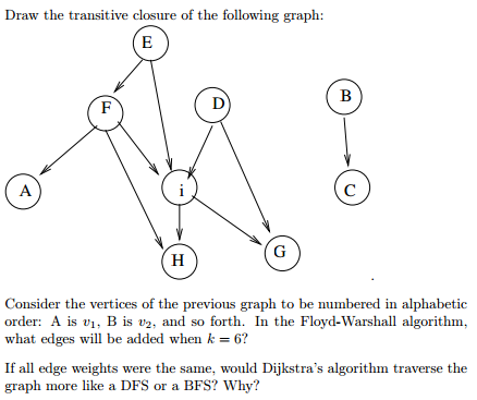 Solved Draw The Transitive Closure Of The Following Graph: | Chegg.com