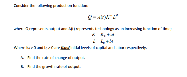 Solved Consider the following production function: where Q | Chegg.com