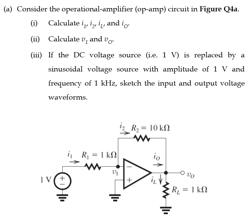Solved (a) Consider the operationalamplifier (opamp)
