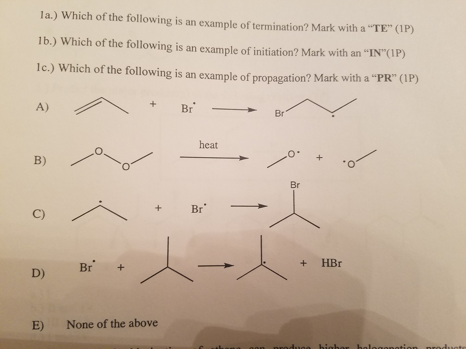 Solved Which Of The Following Is An Example Of Termination Chegg