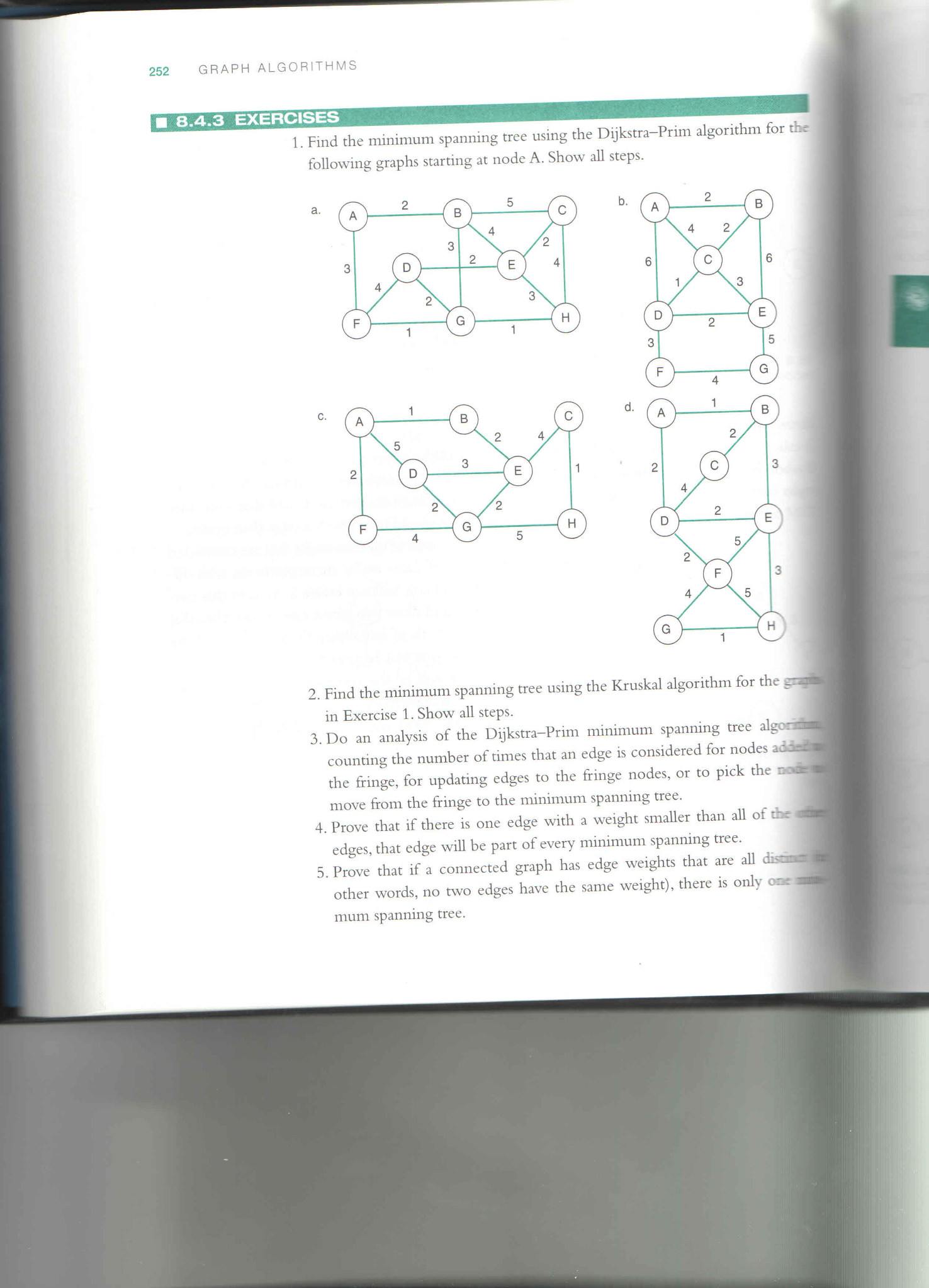 Solved 252 GRAPH ALGORITHMS 8.4.3 EXERCISES 1. Find the | Chegg.com