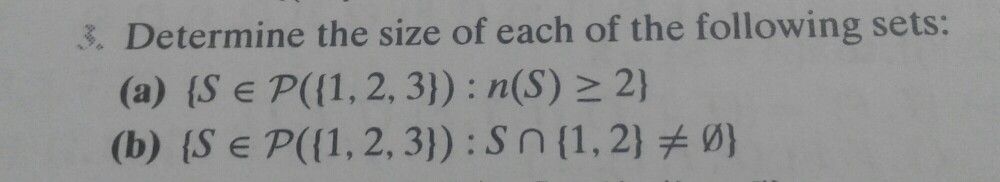 Solved 3. Determine the size of each of the following sets: | Chegg.com
