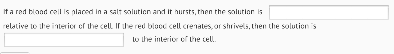 Solved If a red blood cell, is placed in a salt solution | Chegg.com