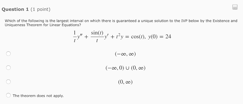 Solved Question 1 (1 point) Which of the following is the | Chegg.com