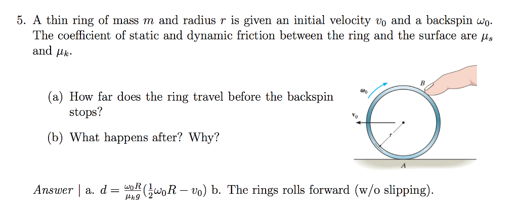 Solved A Thin Ring Of Mass M And Radius R Is Given An Chegg Com