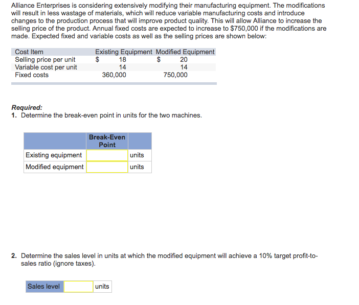 Solved Alliance Enterprises is considering extensively | Chegg.com