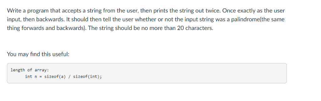 Solved Write a program that accepts a string from the user, | Chegg.com