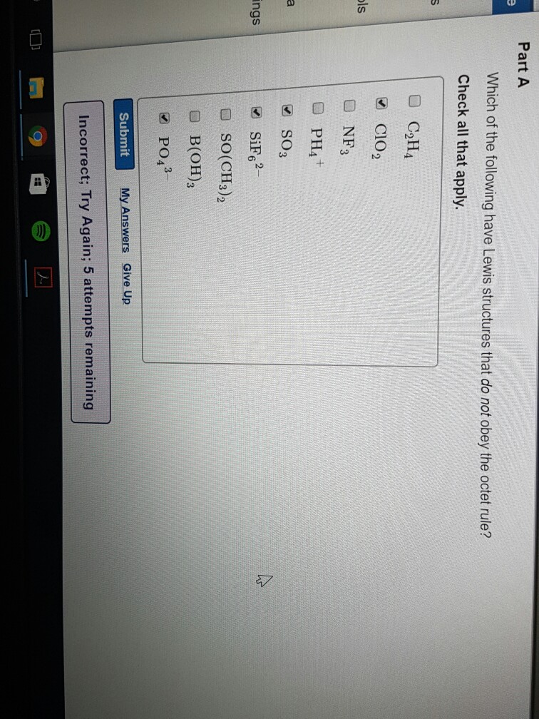 Solved Part A Which of the following have Lewis structures Chegg