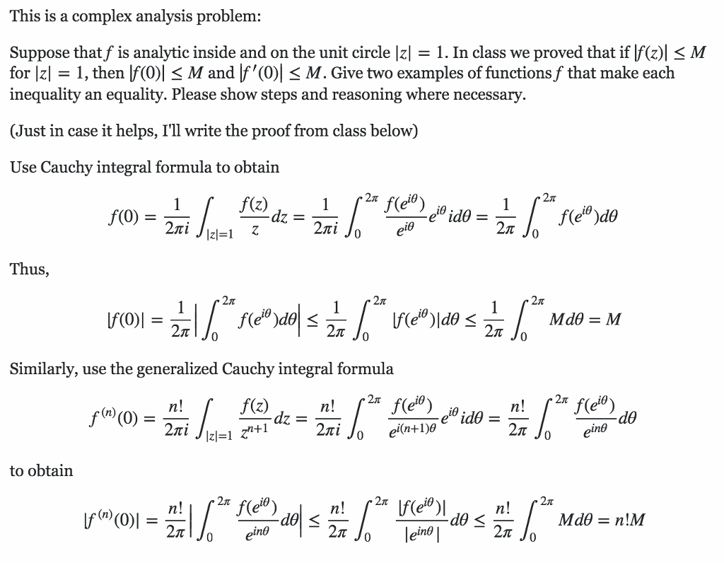 Solved This is a complex analysis problem: Suppose thatf is
