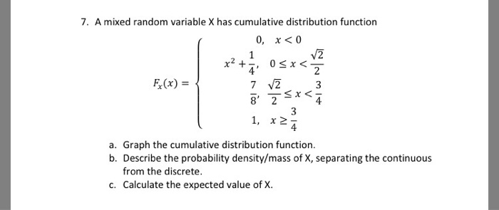 Solved 7. A mixed random variable X has cumulative | Chegg.com