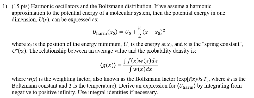 Solved (15 pts) Harmonic oscillators and the Boltzmann | Chegg.com