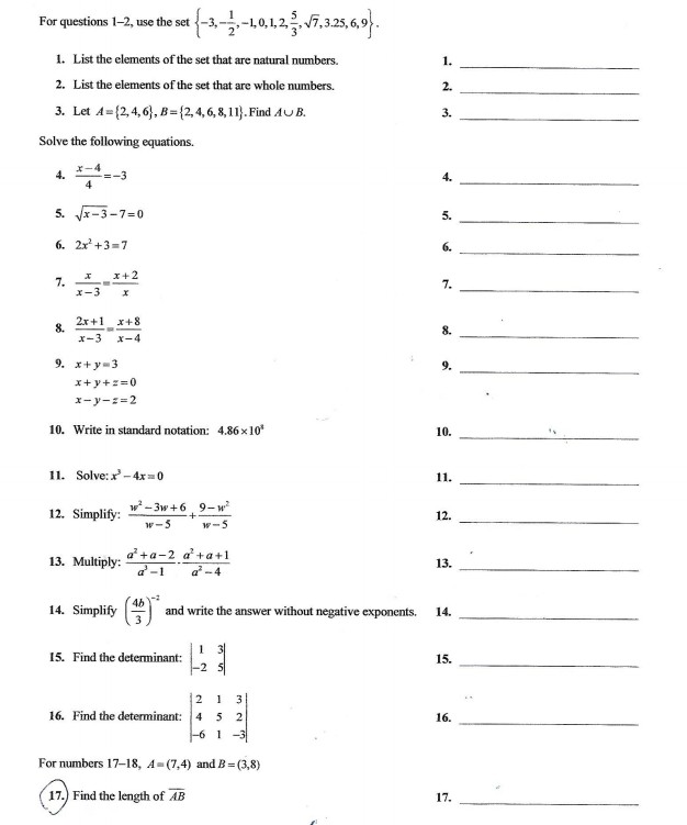 Solved For questions 1-2, use the set -3,-1,-1.0.1.25, | Chegg.com