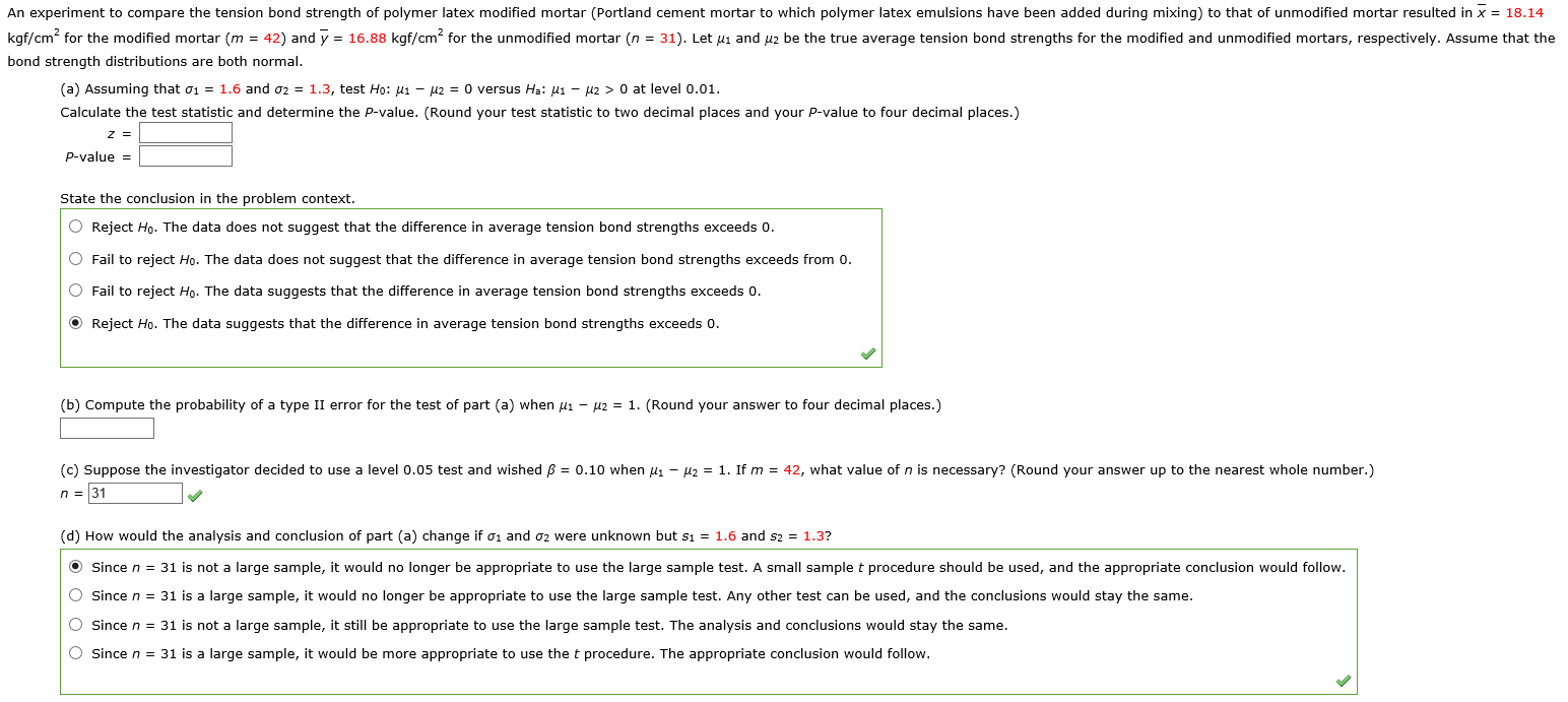 an experiment to compare the tension bond strength