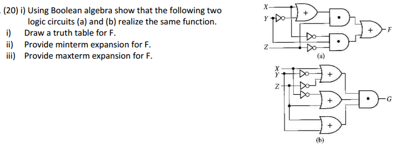 Solved Using Boolean algebra show that the following two | Chegg.com