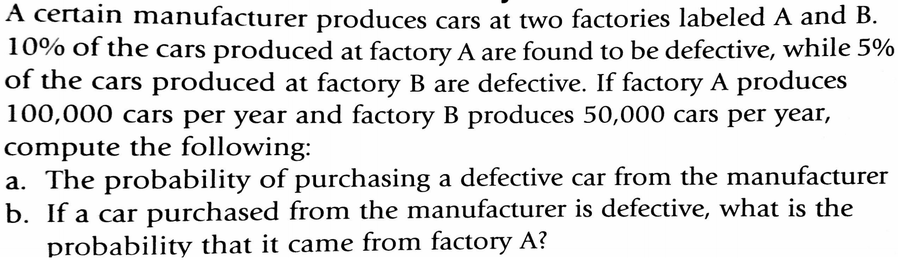 Solved A certain manufacturer produces cars at two factories