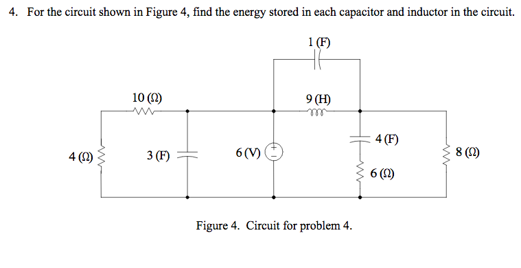 Solved 4. For the circuit shown in Figure 4, find the energy | Chegg.com