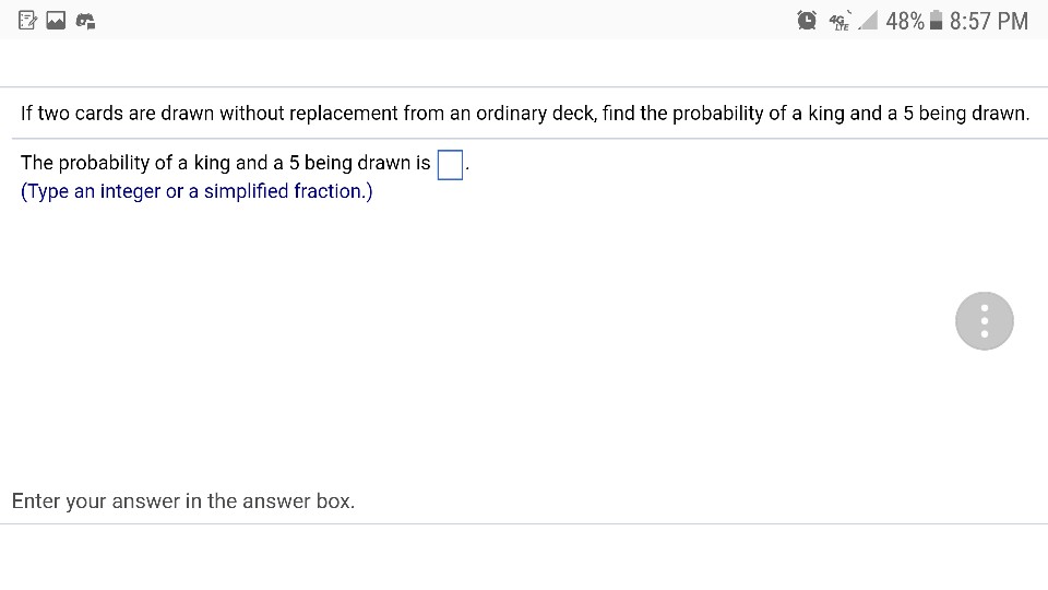 Solved ( d 48% 8:57 PM If two cards are drawn without Chegg com