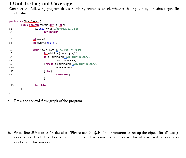 I Unit Testing and Coverage Consider the following | Chegg.com