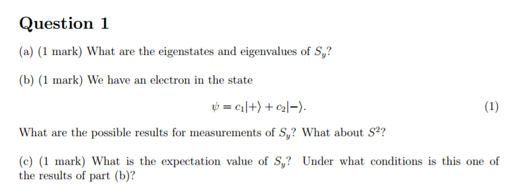 Solved What are the eigenstates and eigenvalues of S_y? We | Chegg.com