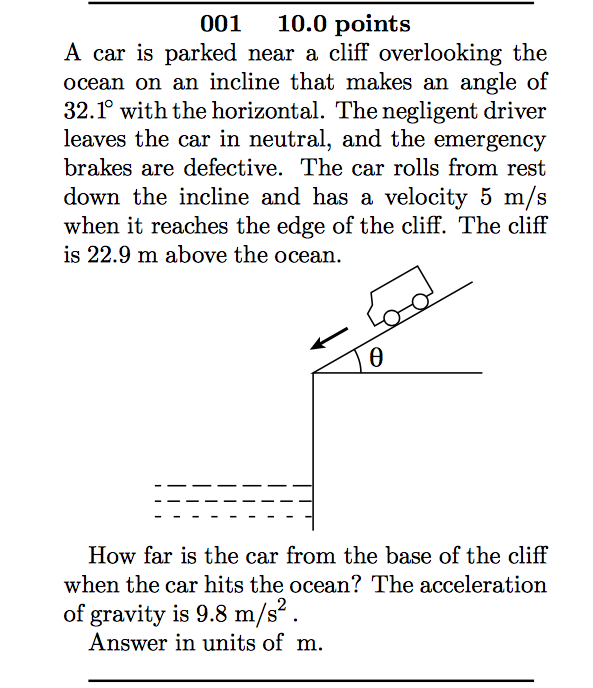 Solved A car is parked near a cliff overlooking the ocean on