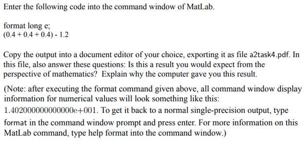matlab format long example