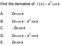 Solved Find the derivative of f(x) = x^2 cos x 2xcos x - x^2 | Chegg.com