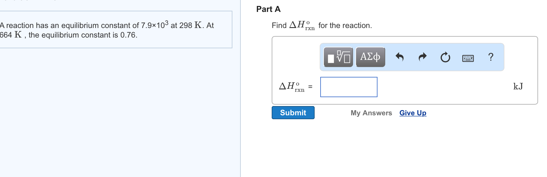 Solved A reaction has an equilibrium constant of 7.9 times | Chegg.com