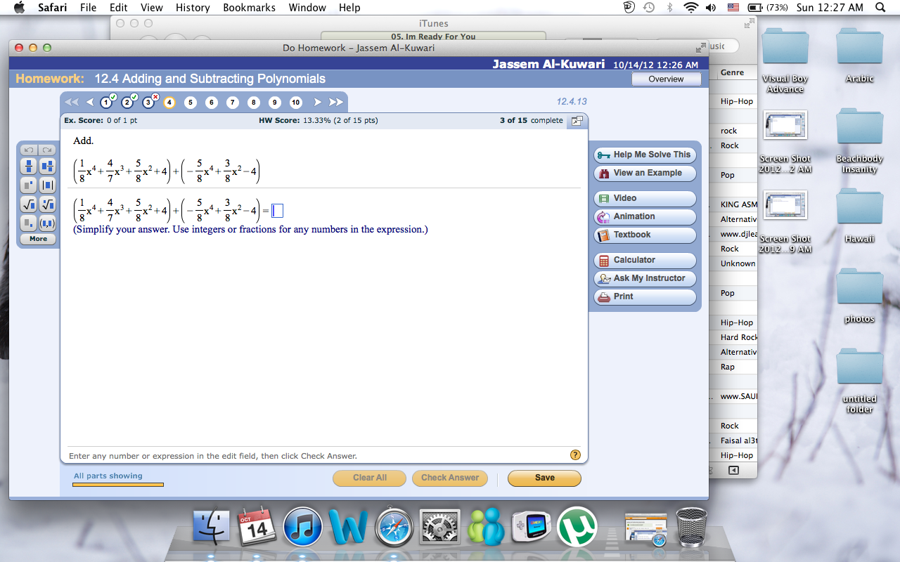 Solved Add. (1/8x4 + 4/7x3 + 5/8x2 + 4) + (-5/8x4 + 3/8x2 | Chegg.com