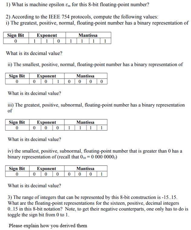 Solved What is machine epsilon epsilon_m for this 8bit