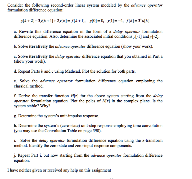 Solved Consider The Following Second-order Linear System | Chegg.com