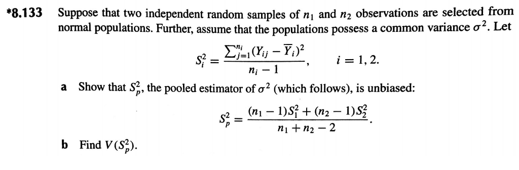 Solved Suppose That Two Independent Random Samples Of Ni And | Chegg.com