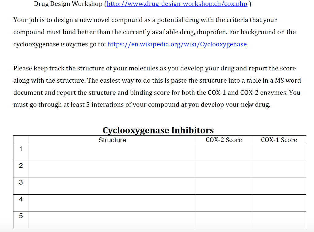 Drug Design Workshop Chegg