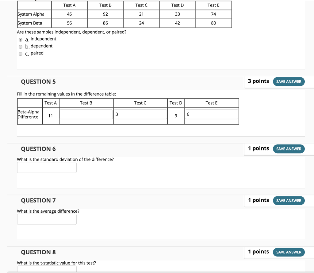 Solved Test A 45 56 Are these samples independent, | Chegg.com