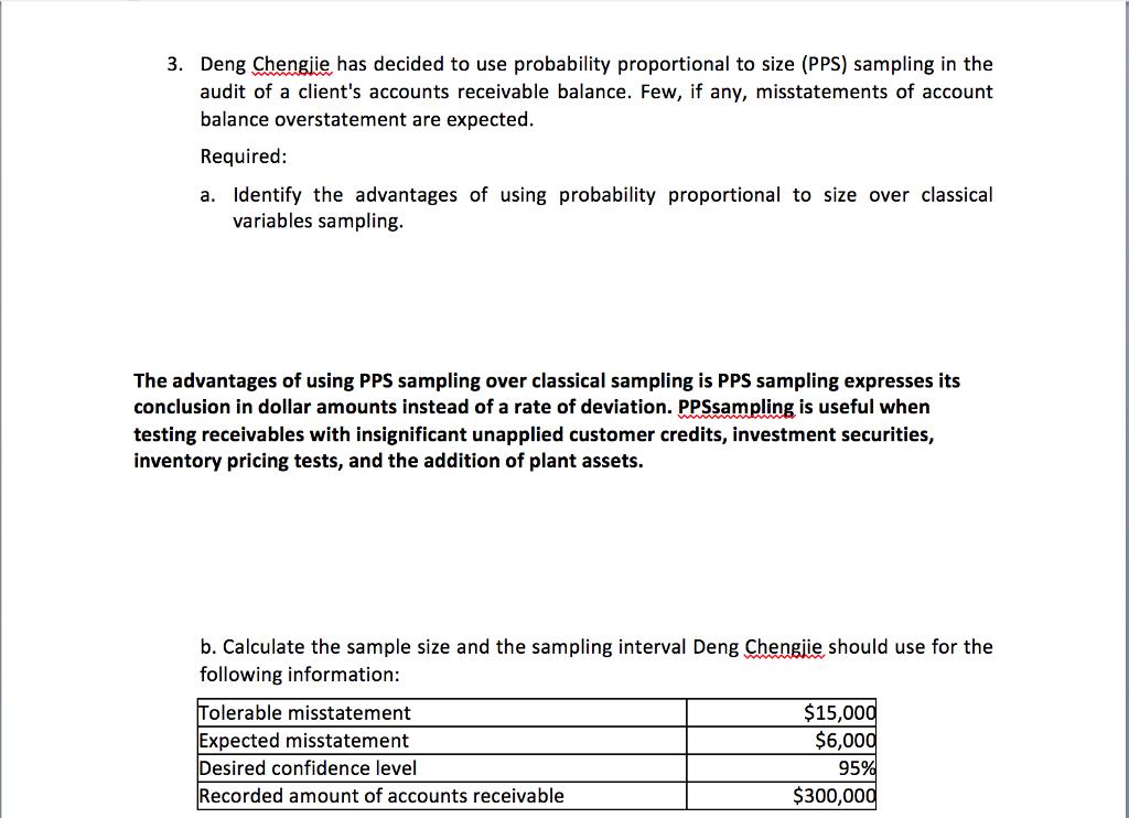 Classical Variables Sampling Solved 3. Deng Chengjie has decided to use probability | Chegg.com