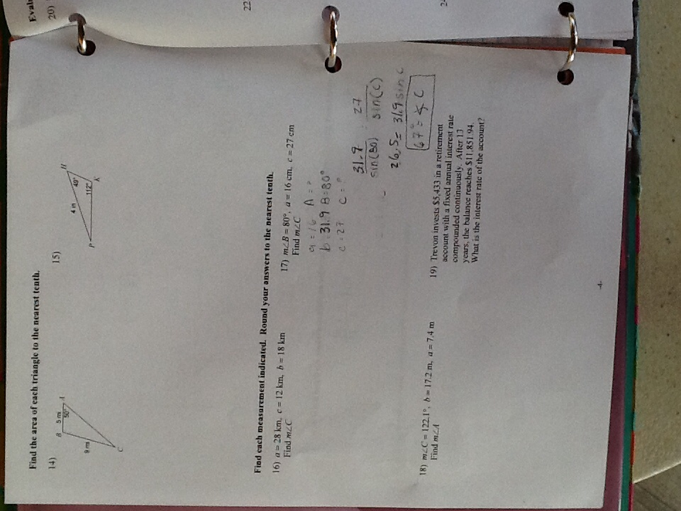 Find The Area Of Each Triangle To The Nearest Tenth Chegg
