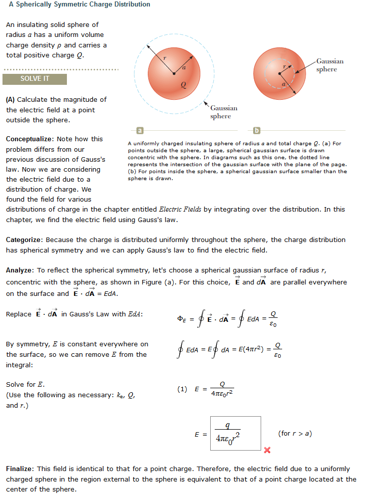 Solved An Insulating Solid Sphere Of Radius A Has A Uniform 