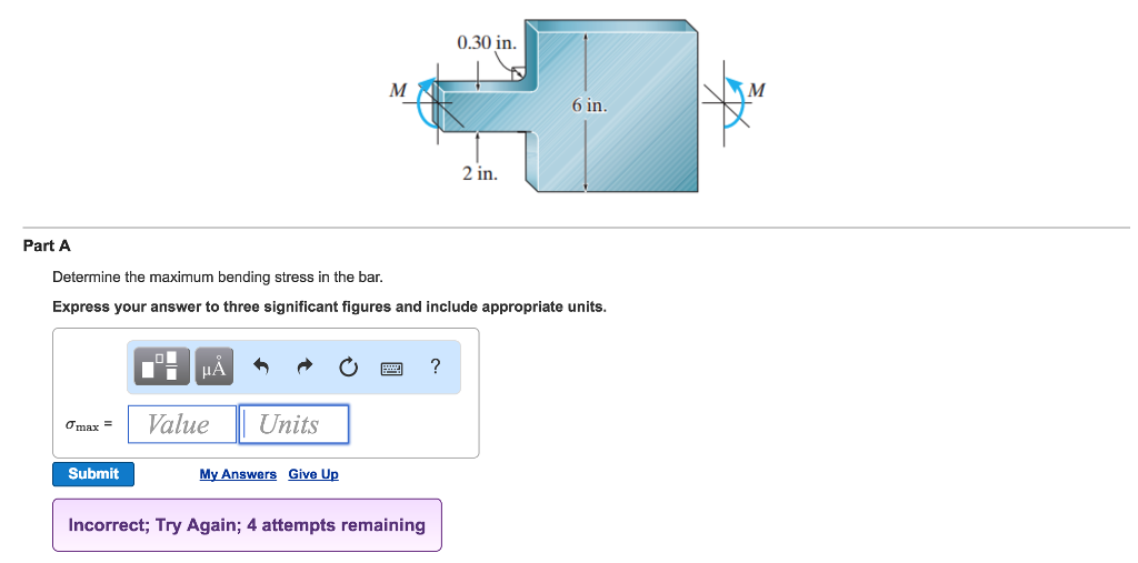 Solved Determine the maximum bending stress in the bar. | Chegg.com