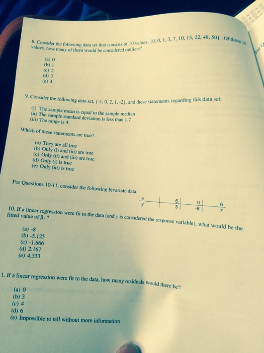 Solved Consider the following data set that consists of 10 | Chegg.com