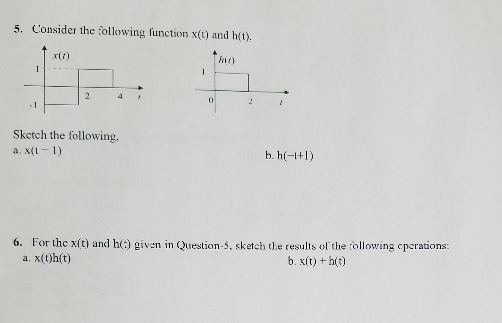 Solved Consider the following function x(t) and h(t), | Chegg.com