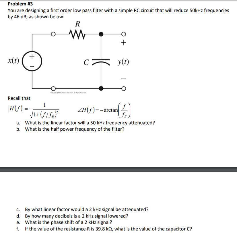 Solved you are designing a first order low pass filter with chegg