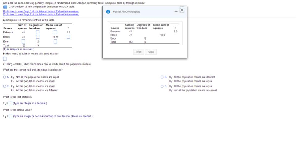 Solved consider the accompanying partially completed chegg