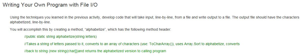 Solved Writing Your Own Program with File I/O Using the | Chegg.com