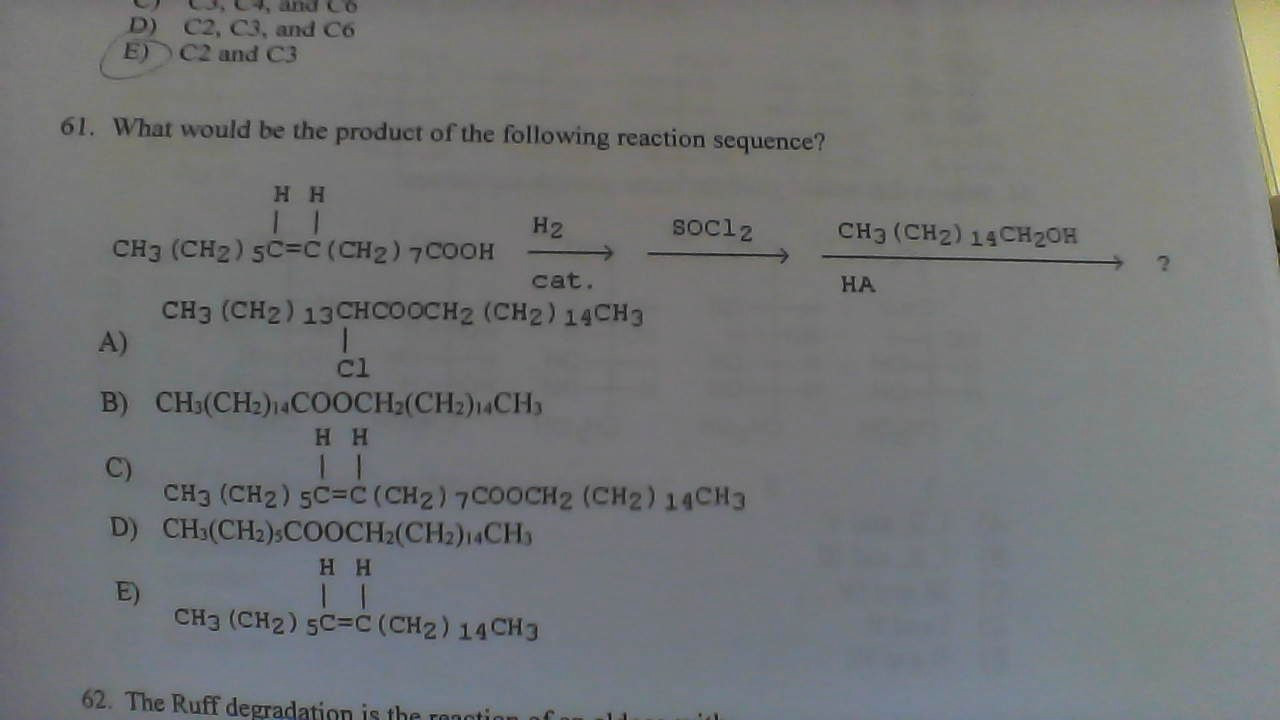 Solved What would be the product of the following reaction | Chegg.com