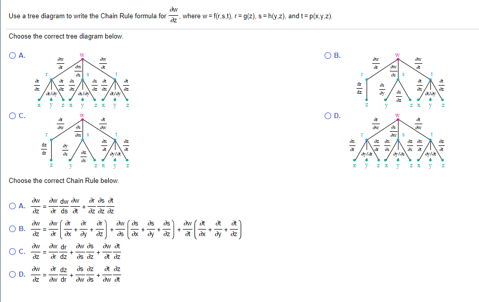 Solved Ow Use a tree diagram to write the Chain Rule formula | Chegg.com