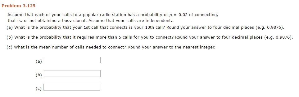 Solved Assume That Each Of Your Calls To A Popular Radio | Chegg.com