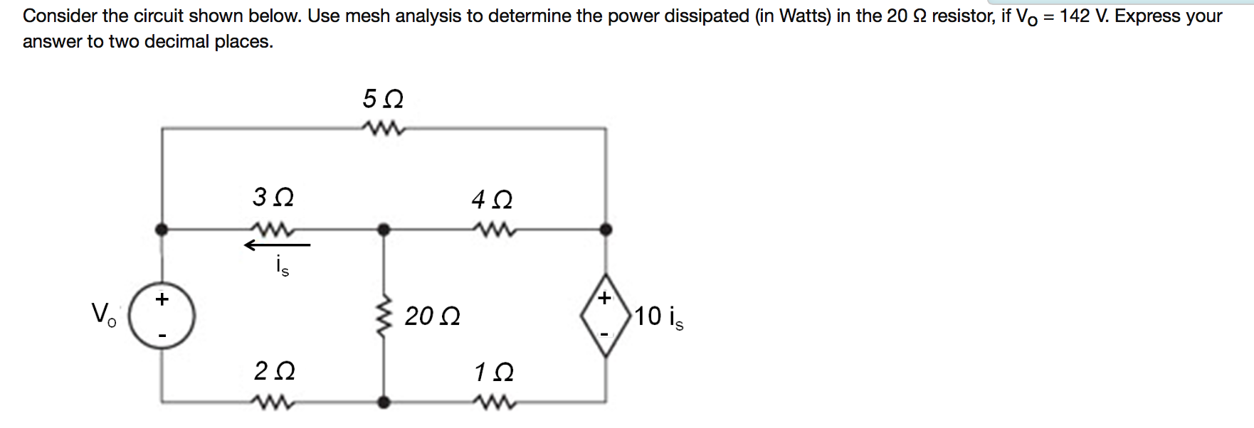 Solved Consider the circuit shown below. Use mesh analysis | Chegg.com