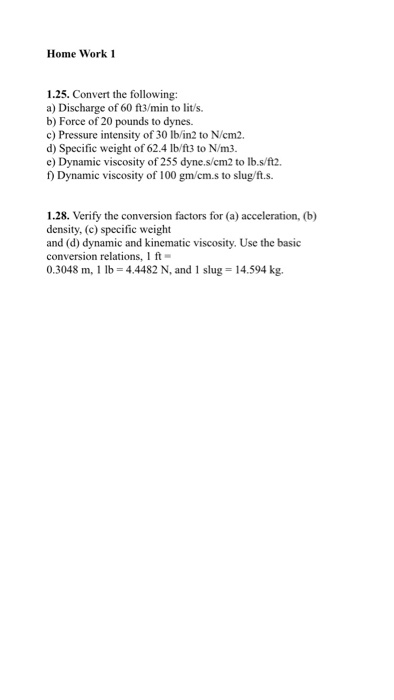 Solved Home Work 1.25. Convert the following a Discharge Chegg