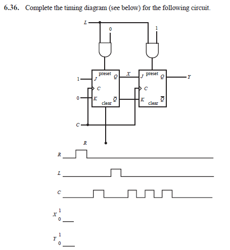 Solved 6.36. Complete the timing diagram (see below) for the | Chegg.com