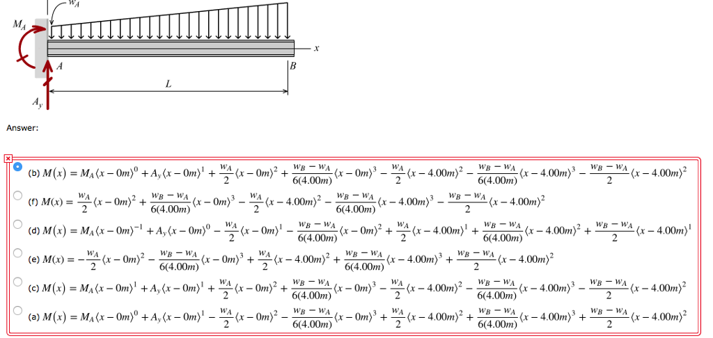 Solved For the beam and loading shown, use discontinuity | Chegg.com